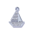 Sparkling silver sailboat charm pendant with cubic zirconia for DIY jewelry making - Sailboat Shape / 17x10mm / Silver Base White Rhinestone Sailboat (Duo Bai Fan Chuan Bai)