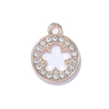 Pendente quadrifoglio oro rosa con strass per creazione gioielli fai da te e collane - Stile Tondo Oro Strass Bianco