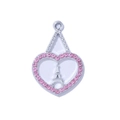 Silver heart pendant necklace with pink zircon accents and Eiffel Tower design - Silver Style (Pink Heart)