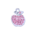 Apfel-Anhänger versilbert mit rosa Strasssteinen für DIY Halsketten und Schmuck - Versilberter Rosa Apfel