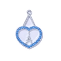 Silver alloy necklace with Eiffel Tower heart pendant and blue rhinestones - Silver Style (Blue Heart)
