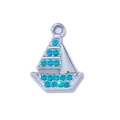 Silver sailboat pendant with blue crystals for DIY jewelry bracelets and necklaces - Sailboat Shape / 17x10mm / Silver Base Blue Rhinestone Sailboat (Duo Bai Fan Chuan Lan)