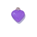 Paarse hartvormige hanger voor DIY met gouden ring en glanzende emaille afwerking - Effen Kleur Stijl / Paars