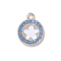 Ciondolo a fiore dorato con strass blu per creazione di gioielli fai da te e hobby - Stile Tondo Oro Strass Blu