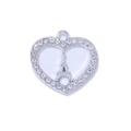 Silver heart necklace pendant with Eiffel Tower center and sparkling crystals - Silver Style (White Tower)