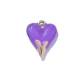 3D paars emaille hart hanger met goudkleurige metalen basis voor DIY-sieraden maken - Metaal Omwikkelde Stijl / Paars