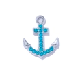 Silver anchor pendant with blue rhinestones for DIY bracelets and necklaces jewelry - Silver Base Blue Rhinestone Anchor (Duo Bai Lan)