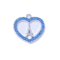 Silver alloy heart pendant with blue zircons and Eiffel Tower motif for necklaces - Silver Style (Blue Tower)