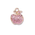 Pendentif pomme en alliage doré avec strass roses pour création de bijoux DIY - Pomme Rose Plaqué Or