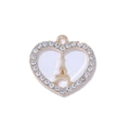 Golden Eiffel Tower heart pendant necklace with shimmering white rhinestones finish - Gold Style (White Heart)