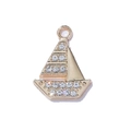 14K gold plated sailboat pendant charm encrusted with clear cubic zirconia for DIY jewelry - Gold Base White Rhinestone Sailboat (Duo Jin Fan Chuan Bai)