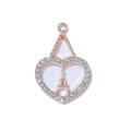 Golden heart pendant necklace with Eiffel Tower center and sparkling white zircons - Gold Style (White Tower)