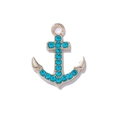 14K gold-filled anchor pendant with sky blue cubic zirconia for DIY jewelry making - Gold Base Blue Rhinestone Anchor (Duo Jin Lan)