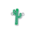 Green drip oil alloy cactus charm with dual rings for DIY jewelry making - Cactus Style / Silver
