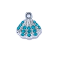 Silver shell charm with blue zircons for DIY jewelry making and bracelet accessories - Silver Style - Blue Shell
