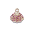 Colgante de concha bañado en oro de 14K con strass rosa para creación de joyas DIY - Estilo Dorado - Concha Rosa