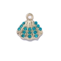 Colgante de concha chapado en oro de 14K con cristales azules para joyería DIY - Estilo Dorado - Concha Azul