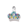 Colgante de corona plateada con diamantes de imitación de colores para collares DIY - Plata Diamantes de Imitación Multicolor