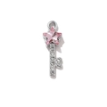 Elegant key pendant with a pink star-shaped crystal and white zircon stones - Key-shaped / Silver Pink Rhinestone Key