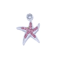 Colgante de estrella de mar con pedrería rosa y aro de plata para bisutería DIY - Estilo Plateado - Estrella de Mar Rosa
