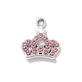 Colgante de corona plateada con diamantes rosas para creación de joyas y accesorios - Plata Cristal Rosa