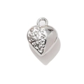 Silver 3D heart charm with embossed texture and polished finish for DIY jewelry - Silver Tone Textured Floral Heart