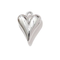 Polished silver heart-shaped pendant with bail for DIY jewelry and necklaces - Silver Tone Long Heart