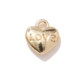 Golden heart pendant featuring LOVE engraving and a top ring for DIY jewelry making - Gold LOVE Heart