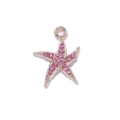 Colgante de estrella de mar con cristales rosas bañado en oro 14K para joyería - Estilo Dorado - Estrella de Mar Rosa
