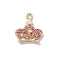 Goldener Kronenanhänger mit rosa Strasssteinen und rundem Verbindungsring - Gold Rosa Strass