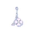Silberner Eiffelturm-Anhänger mit rosa Kleeblatt und Kristallen für DIY-Schmuckherstellung - Versilberter Rosa Strass Turm