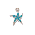 Colgante de estrella de mar en oro de 14K con diamantes turquesas para joyería artesanal - Estilo Dorado - Estrella de Mar Azul
