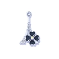 Eiffeltoren en klavertje vier hanger met strassteentjes voor DIY sieraden maken - Verzilverde Zwarte Bloem Toren