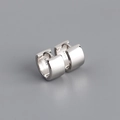 Close-up of S925 sterling silver stamp on minimalist polished wide hoop earring detail - Style B Wide Smooth / White Gold