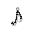 Pendentif croche en argent serti de zircones noires micro-pavées pour bijoux - Ton Argent Zircone Noire Note Unique
