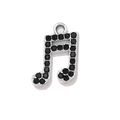 Pendentif note de musique argenté serti de pierres de zircone noires pour bijoux - Ton Argent Zircone Noire Note Double