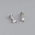 Detail of 925 sterling silver earring with pear-cut white opal and screw thread - Style 1 Water Drop / Silver