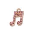 Pendentif note de musique avec zircons roses et plaqué or 18K pour bijoux DIY - Ton Or Zircone Rose Note Double