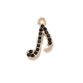 Pendentif note de musique plaqué or 18K avec zircons noirs sertis pour bijoux - Ton Or Zircone Noire Note Unique
