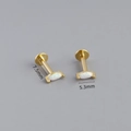 Macro detail of gold marquise-cut opal stud earring with 7.5mm post length - Style 2 Marquise / Gold