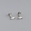 Macro view of marquise opal labret studs with polished 925 silver flat back design - Style 2 Marquise / Silver