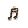 Pendentif note de musique pavé de zircons noirs avec placage en or 18 carats - Ton Or Zircone Noire Note Double