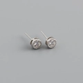 Macro shot of 925 sterling silver stud earrings with round cubic zirconia and halo beads - 925 Silver / Clear White (Silver)