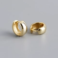 Close-up of S925 sterling silver stamp on minimalist gold-plated hoop earrings - Style A Classic Round / Gold