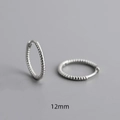 Détail des créoles 12mm en argent sterling S925 avec un design de corde torsadée élégant - 12 / Or blanc