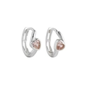 Close-up of S925 sterling silver earrings featuring heart-shaped pink zircon crystals - Pink Heart Zirconia (Style C) / White Gold