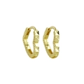 Macro shot of S925 hallmark on gold geometric heart earrings with faceted texture - Geometric Heart Faceted (Style D) / Gold