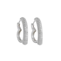 Gros plan détaillé de boucles d'oreilles cœur en argent 925 serties de zircons cubiques - Cœur Pavé de Zirconia (Style E) / Or blanc