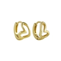 Détail de créoles en forme de cœur dorées montrant le poinçon en argent massif S925 - Cœur Minimaliste Ajouré (Style F) / Or