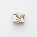 Italienisches Charm-Armbandglied aus Edelstahl mit Perlenherz und Gold-Schriftzug - Love Perlenherz-Stil (11)